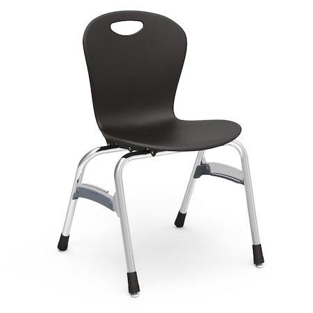 Virco ZUMA Series 18" Classroom Chair, 5th Grade - Adult with Nylon Glides - Black Seat ZU418